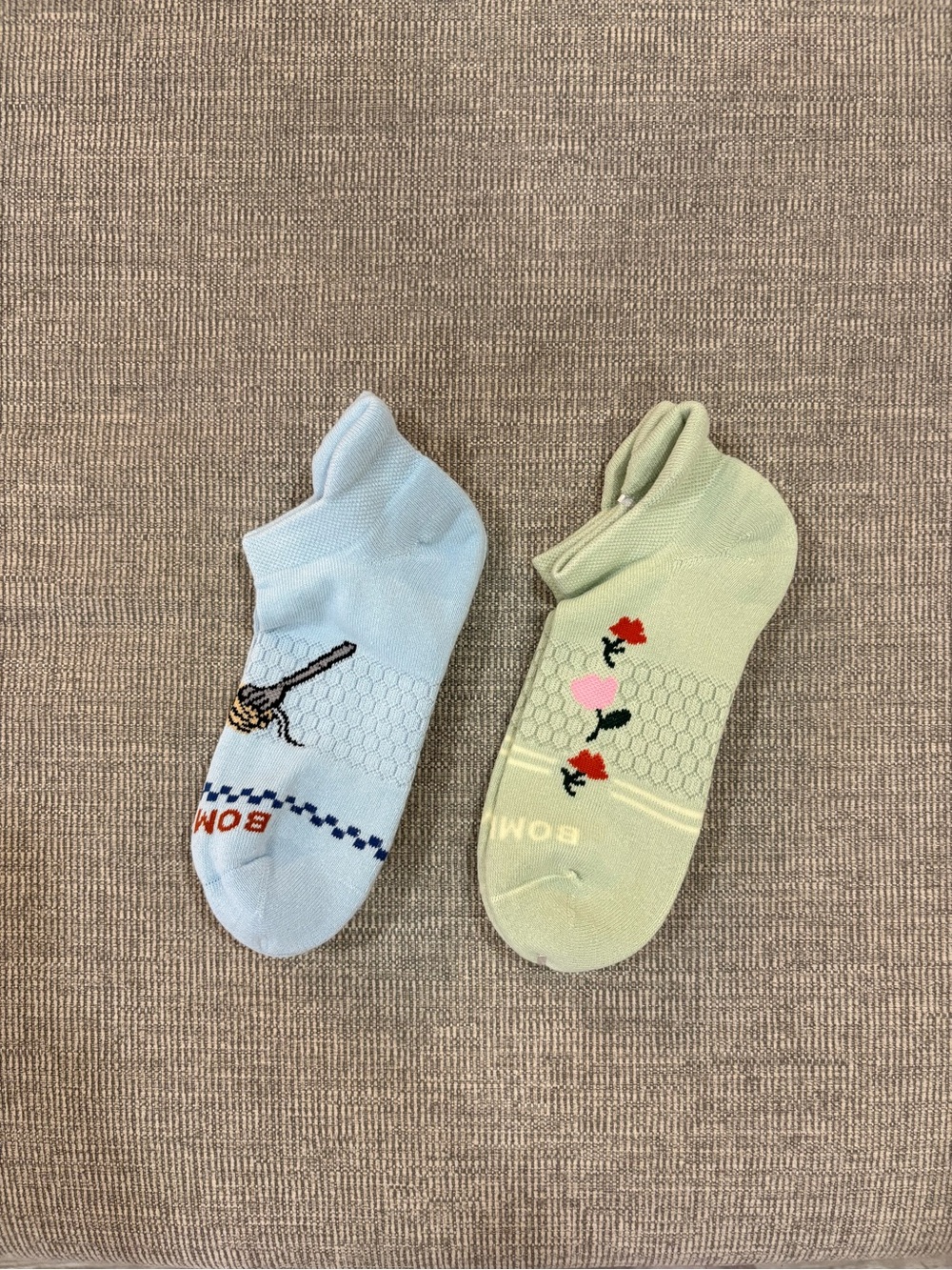 Women Bombas ankle socks green and blue pack of 2 size M
